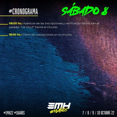 Cronograma Enduro - Sábado 8