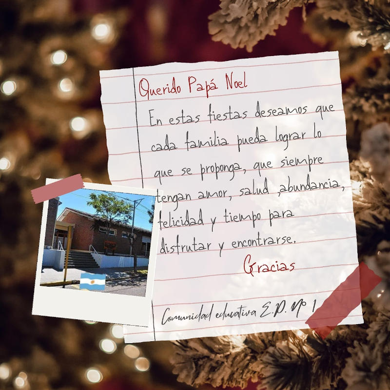 Carta a papá noel escuela primaria n°1 monte hermoso