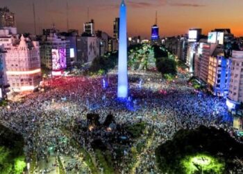 Festejos argentinos en el obelisco
