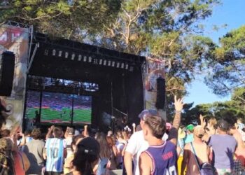 Argentina vs Países Bajos en la pantalla de la Plaza Parque General San Martín