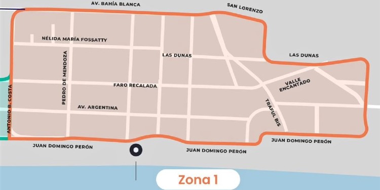 Zona 1 del estacionamiento medido y pago