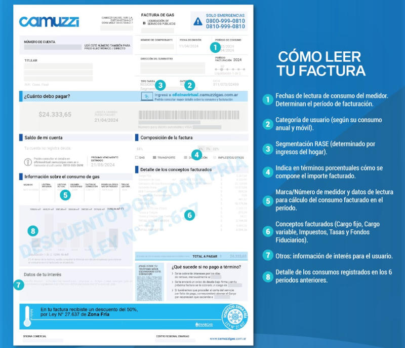 Factura de Camuzzi