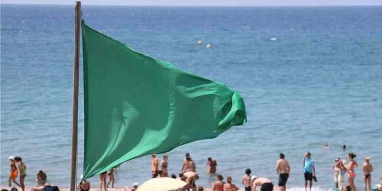 Bandera verde en la playa