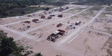 Vista aérea del sector urbano Habitar Monte Hermoso