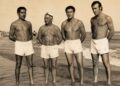 Corchito Sudgen con amigos en la playa de Monte Hermoso
