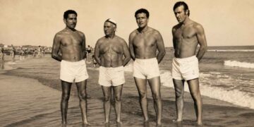 Corchito Sudgen con amigos en la playa de Monte Hermoso