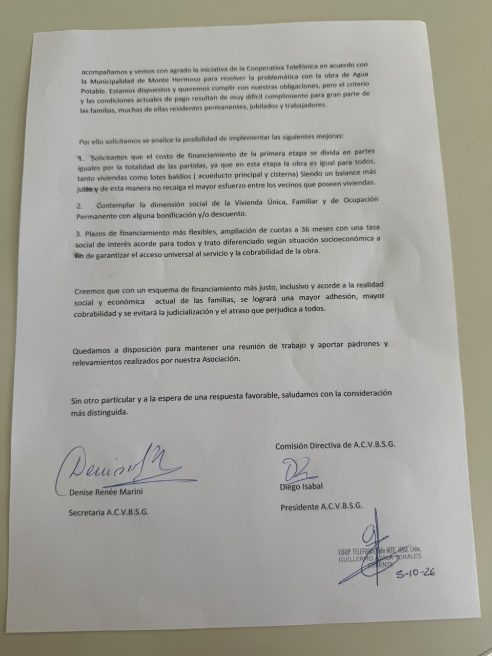 Carta de vecinos de Sauce Grande 02
